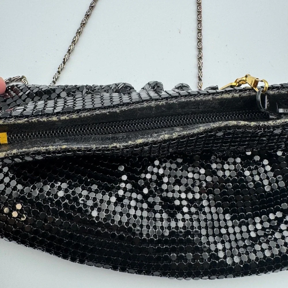 Vanessa Black‎ Mesh Evening Bag Chain Strap Glamorous Party Clutch